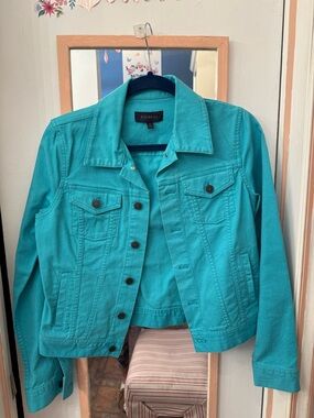 Talbots Teal Cropped Denim Jacket
